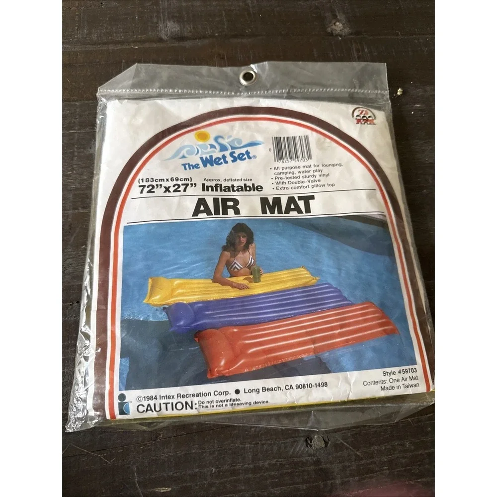 Vtg 1984 Intex The Wet Set Fabric/Vinyl Inflatable Air Mat‎ Float 72